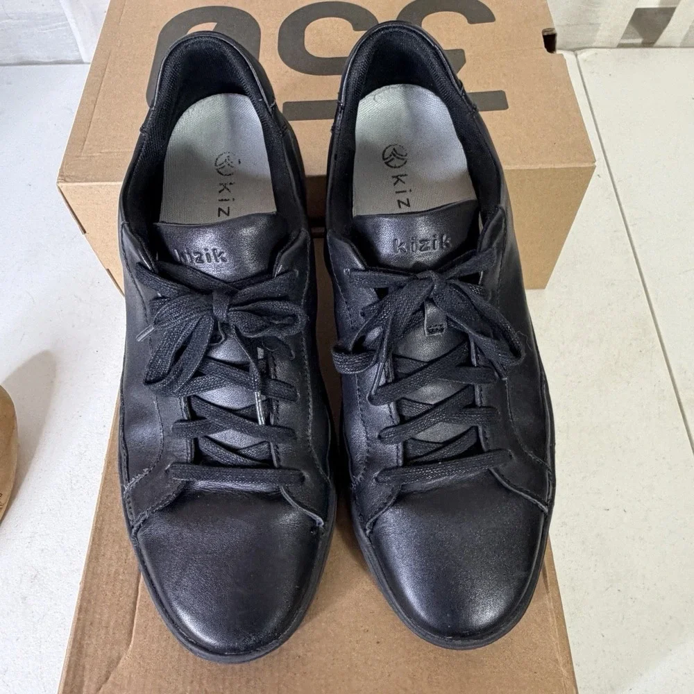 Kizik‎ Vegas Handsfree Sneakers Mens Size 10.5 Black Leather Comfort Shoes